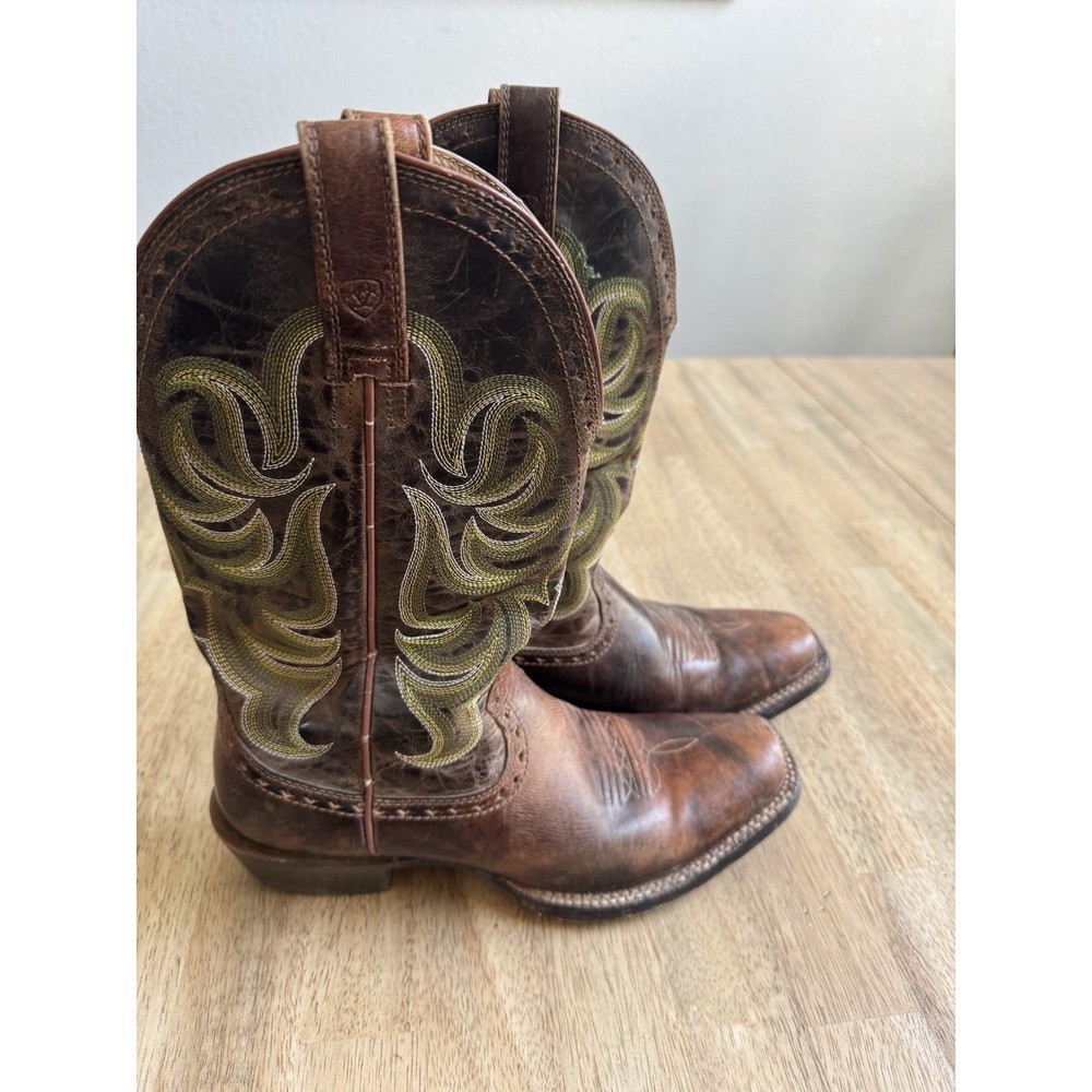 Ariat Boots Mens Turnback 12763 8D Western Brown Embroidered Stitching